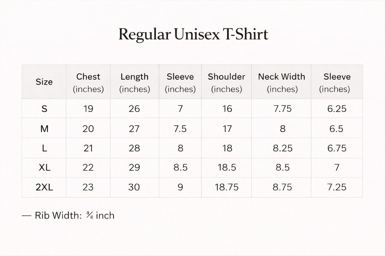 Size Chart for Popup Colour - Pack of 3 Tshirts