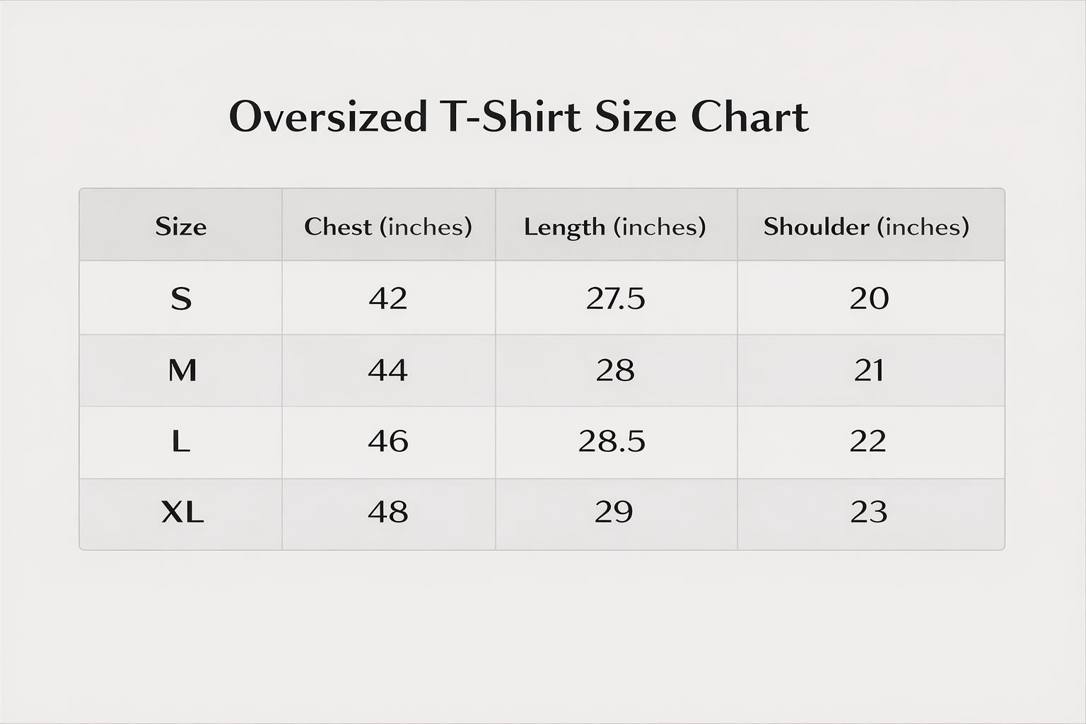 Size Chart for Trip grows here